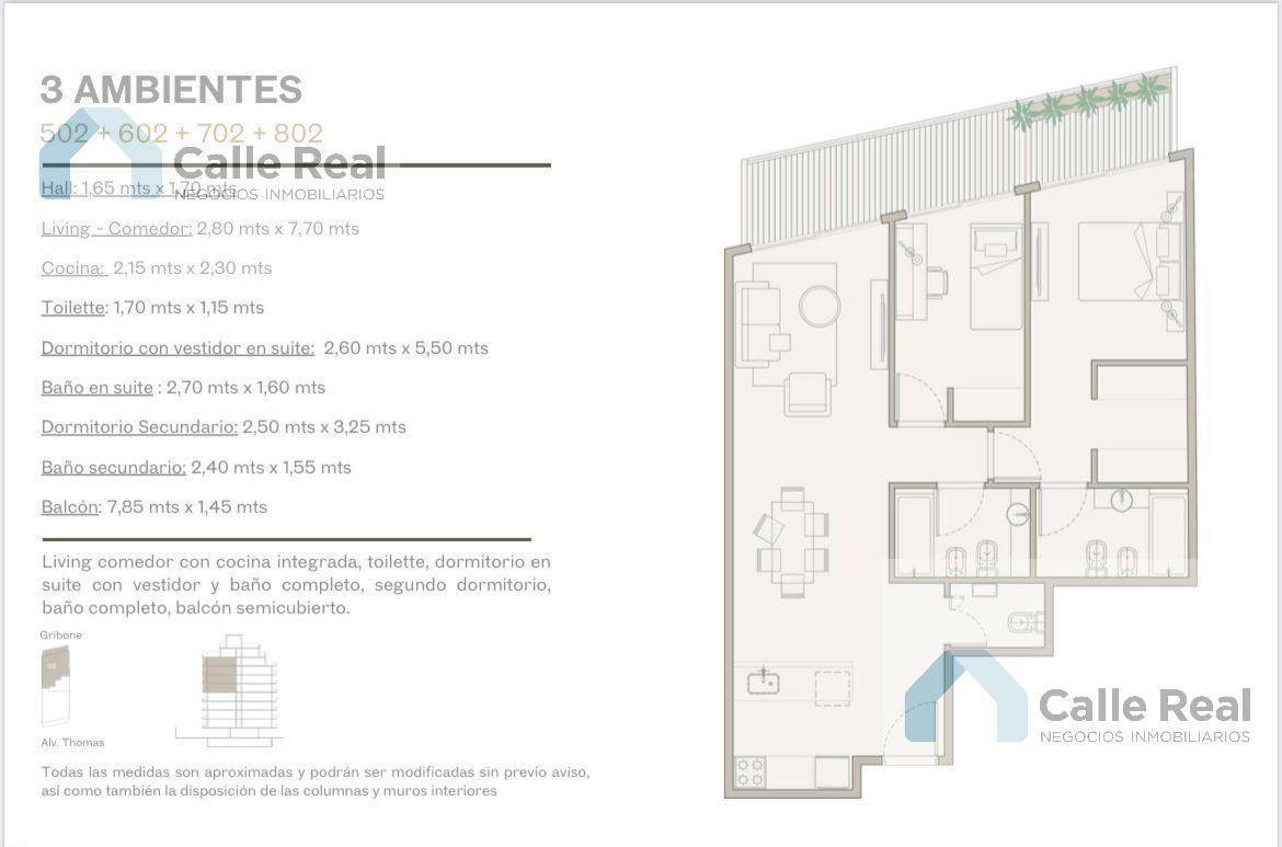 Departamento tres ambientes en Well Thomas